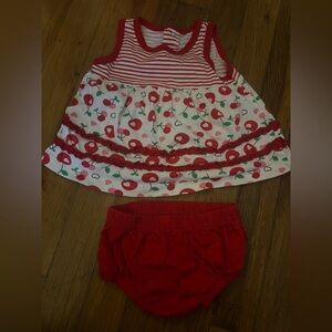 Koala Kids Cherry Print Red and White Diaper Cover Set